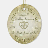 2人結婚のハートによる記念日 セラミックオーナメント (左)
