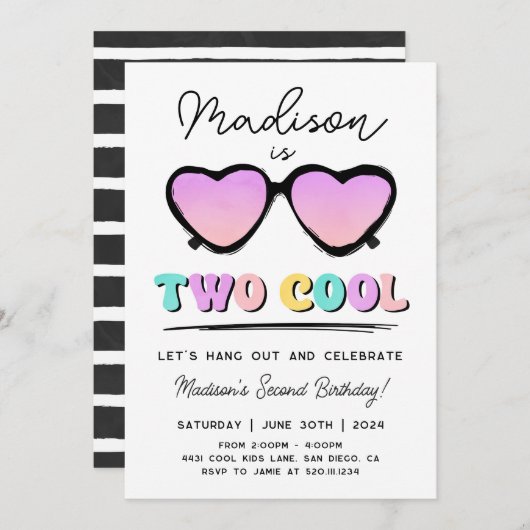 2位クール生誕女パーティの招待状 招待状 (正面/裏面)