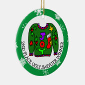 2位勝者醜いセーター競技種目メダル セラミックオーナメント (右)