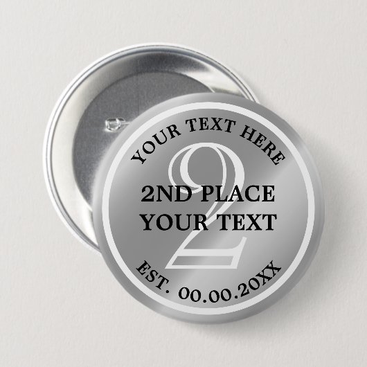 2位目銀メダルボタン 缶バッジ (正面&裏面)