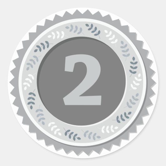 2位 銀メダル ダーク ラウンドシール (正面)