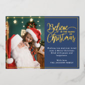 2信じ枚の写真はクリスマスブルー魔法 箔シーズンカード (正面)