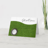 2個のゴルフボールと緑のティーで早く元気になる カード (正面)