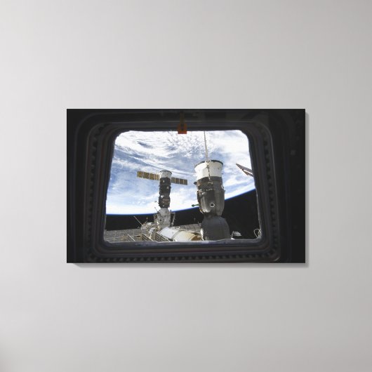 2個のロシアの宇宙船 キャンバスプリント (正面)