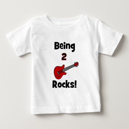 2個の石があります!  ギターを使って ベビーTシャツ (正面)