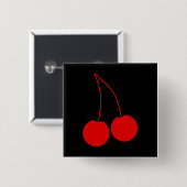 2個の赤いチェリー 缶バッジ (正面&裏面)