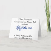 2個の赤いトマトの挨拶状 カード (裏面)