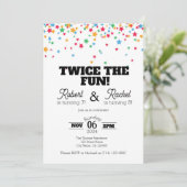 2倍のおもしろいダブル誕生祝い招待状 招待状 (スタンド正面)