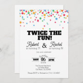 2倍のおもしろいダブル誕生祝い招待状 招待状 (正面/裏面)