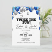 2倍のおもしろいダブル誕生祝い招待状 招待状 (スタンド正面)