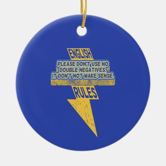 2倍の否定的な英語リテラシー セラミックオーナメント (正面)