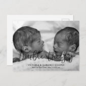 2倍の喜び双子の誕生写真の発表 ポストカード (正面/裏面)