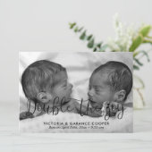 2倍の喜び双子の誕生写真 案内状 (スタンド正面)