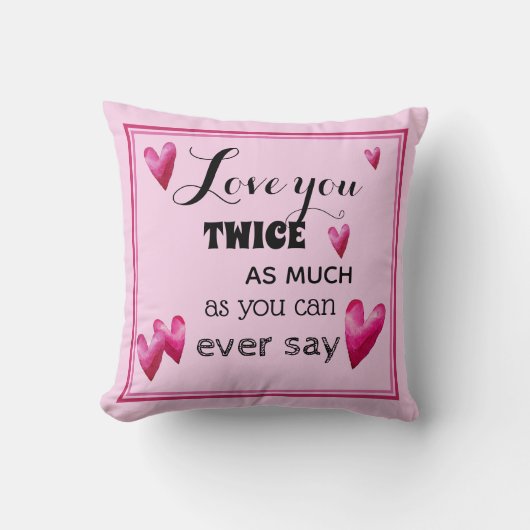 2倍の愛 – 水彩ハート クッション (正面)