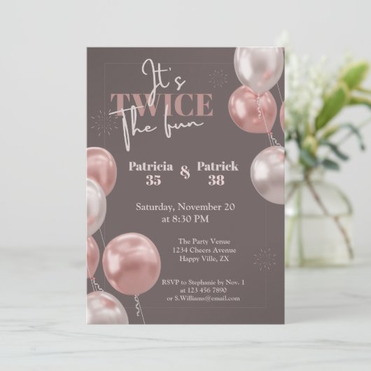2倍エレガントのおもしろい共同誕生日 招待状 (スタンド正面)