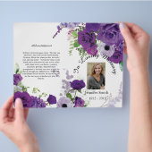2倍パープルバラ葬儀プログラム チラシ (手)