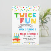 2倍楽しい共同誕生日カード 招待状 (スタンド正面)