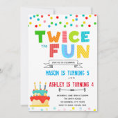 2倍楽しい合同誕生日カード 招待状 (正面)