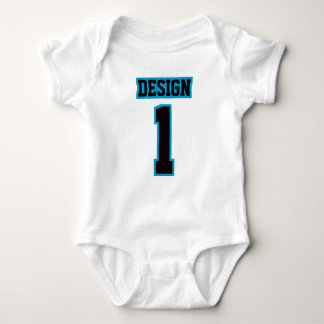 2側面の白く黒く青いチュチュのフットボールBabywear ベビーボディスーツ