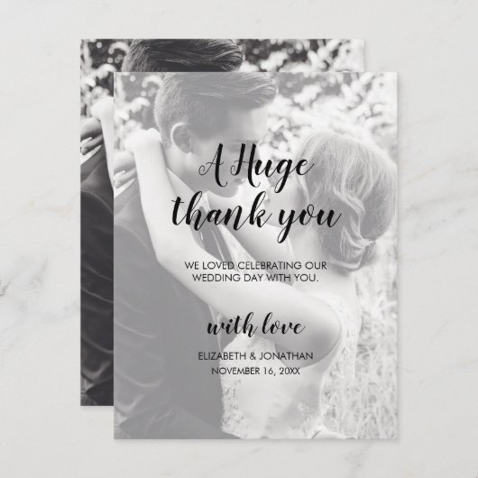 2写パーソナライズされた真の結婚サンキューカード 招待状 (正面/裏面)