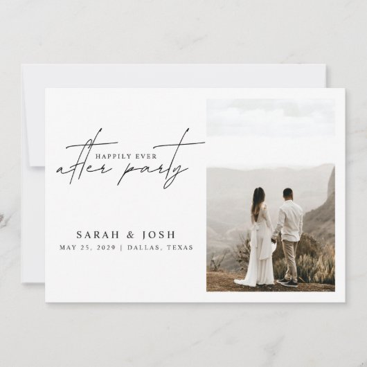 2写真いつも幸せに結婚式のレセプションの後パーティー 案内状 (正面)