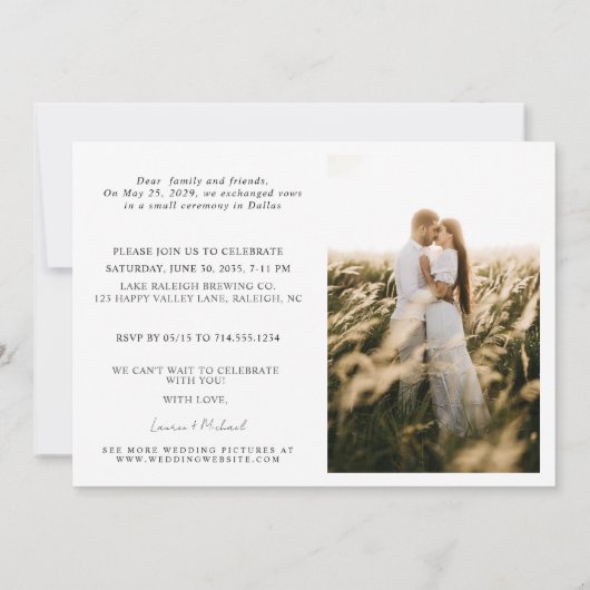 2写真いつも幸せに結婚式のレセプションの後パーティー 案内状 (裏面)