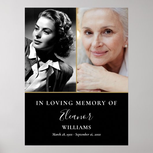 2写真その後と今の記念お祝い ポスター (正面)