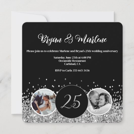 2写真と今シルバ結婚ーの記念日 招待状 (正面)