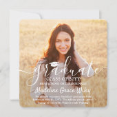 2写真と白のスクリプトオーバーレイ正方形の卒業 案内状 (正面)