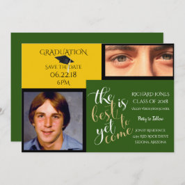 2写真と選択カラーイエローグリーン卒業 招待状