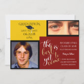 2写真と選択カラーイエローレッド卒業 招待状 (正面)