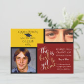 2写真と選択カラーイエローレッド卒業 招待状 (スタンド正面)