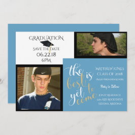 2写真と選択カラーホワイトブルー卒業 招待状
