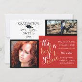 2写真と選択カラーホワイトレッド卒業 招待状 (正面)