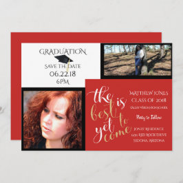 2写真と選択カラーホワイトレッド卒業 招待状