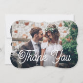 2写真のモダンな結婚式のシンプルな原稿のタイポグラフィ サンキューカード (正面)