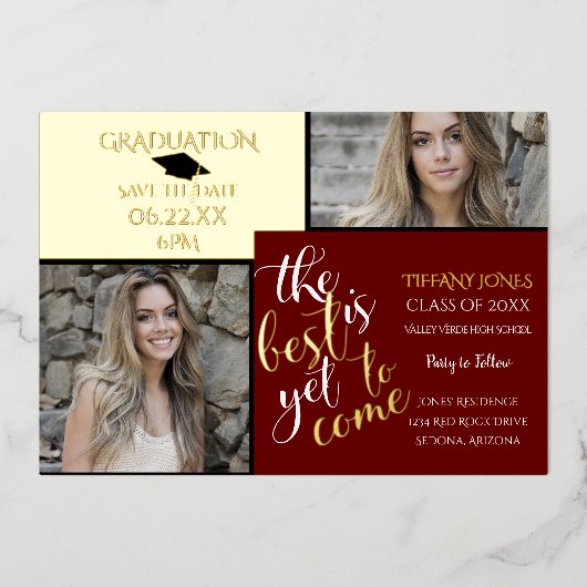 2写真の卒業と色の選択 箔招待状 (正面)