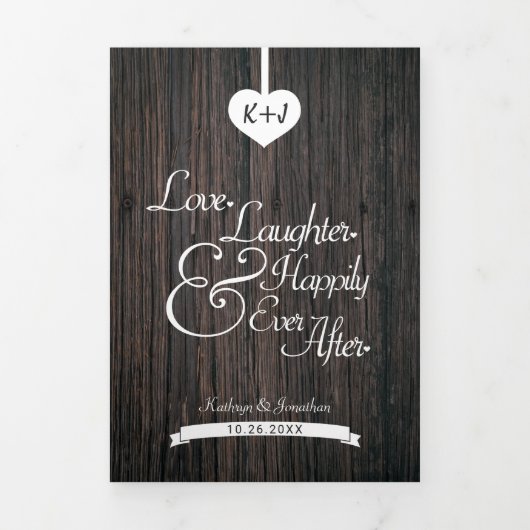 2写真の後ずっと楽しく笑いを愛結婚する 三つ折り招待状 (カバー)