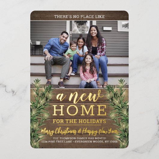 2写真の新しいホームアドレス文字列ライトパイン&ウッド 箔シーズンカード (正面)