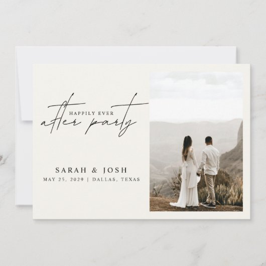 2写真めでたく結婚式のレセプションの後 案内状 (正面)