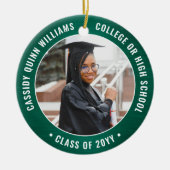 2写真エレガント卒業モダン緑と白 セラミックオーナメント (正面)