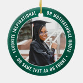 2写真エレガント卒業モダン緑と白 セラミックオーナメント (裏面)