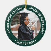 2写真エレガント卒業モダン緑と白 セラミックオーナメント (正面)