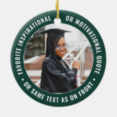 2写真エレガント卒業モダン緑と白 セラミックオーナメント (裏面)