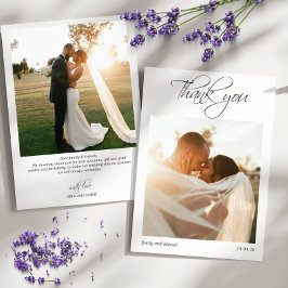 2写真エレガント書道ありがとうご結婚ざいます サンキューカード