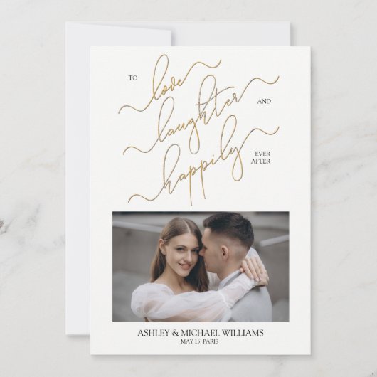 2写真エレガントQRコードスクリプトが後に楽しく 招待状 (正面)