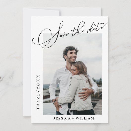 2写真エレガントSimple結婚 Writhis セーブザデート (正面)