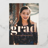 2写真カスタムバラ金ゴールド卒業 箔招待状 (正面)