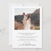 2写真シンプル書エレガント書の結婚台本 サンキューカード (裏面)