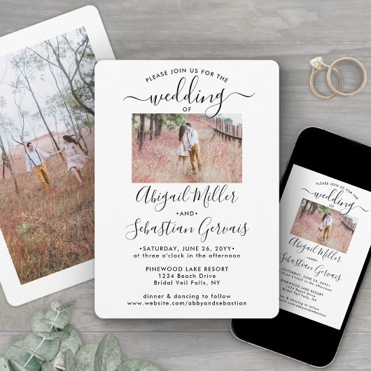 2写真シンプル書道モダンエレガントな結婚式 招待状